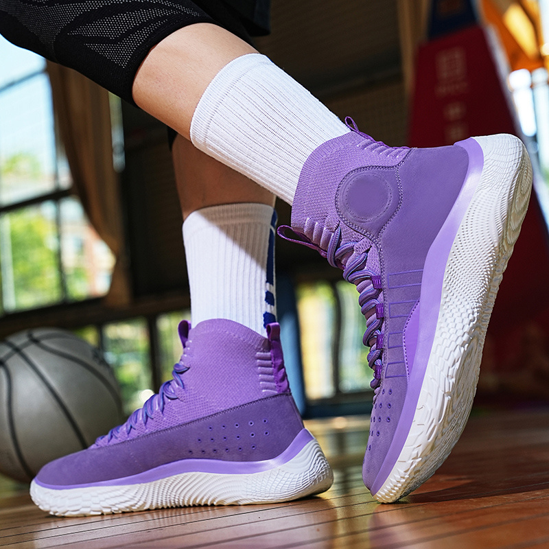 Purple Fashion Profesional High Top Sports Man Lightweight Basketball Shoes Men Athletic Sneakers