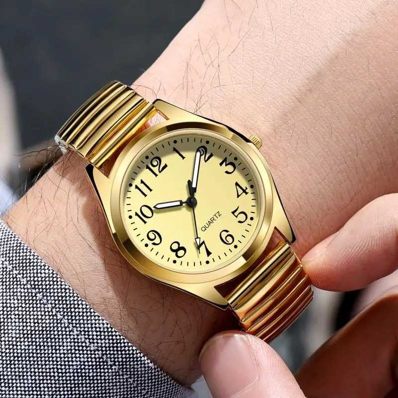 Classic style elastic spring strap watch with large digital quartz watch for men and women Father Mothers day gift watchX240920