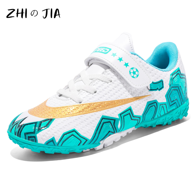 Children's Hook Loop Fastener Football Shoes Outdoor Training Shoes Leather Lightweight Breathable Sneaker Boys Casual Footwear