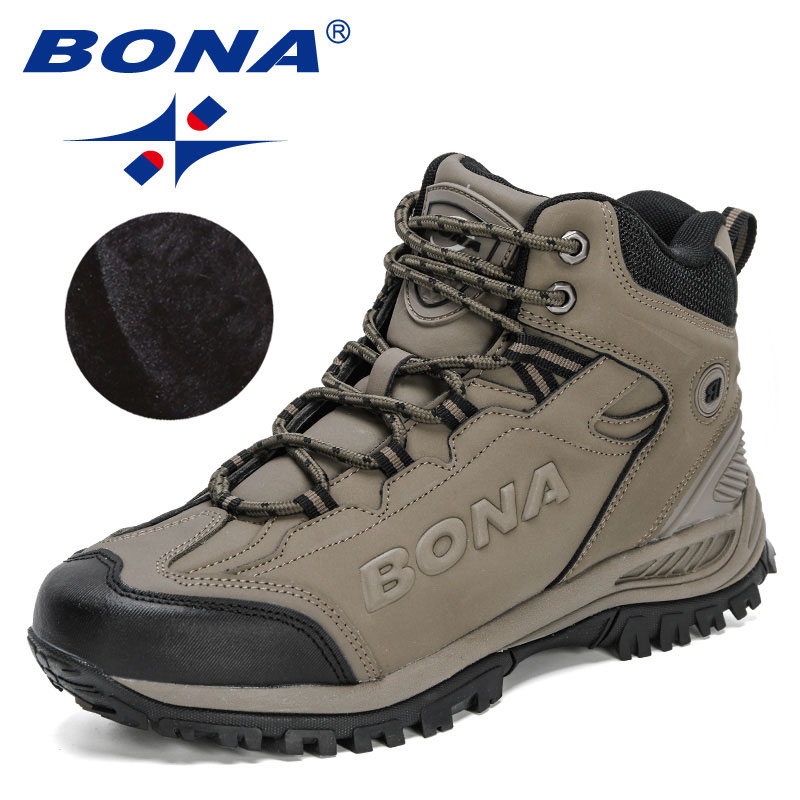 2022 BONA New Designers Popular Hiking Boots Men Snow Warm New Sneakers Man Padded Trekking Winter Action Leather High Top Footwear 2441