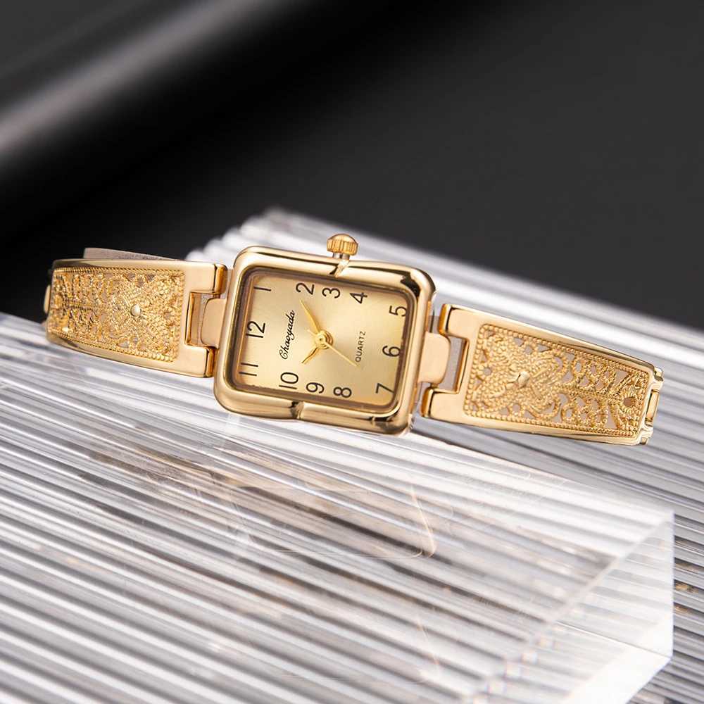 New Top Brand Luxury Silver Gold Watch for Women Thin Metal Bracelet Small Square Dial Dress Lady Quartz Watches Gifts for WomenX240920