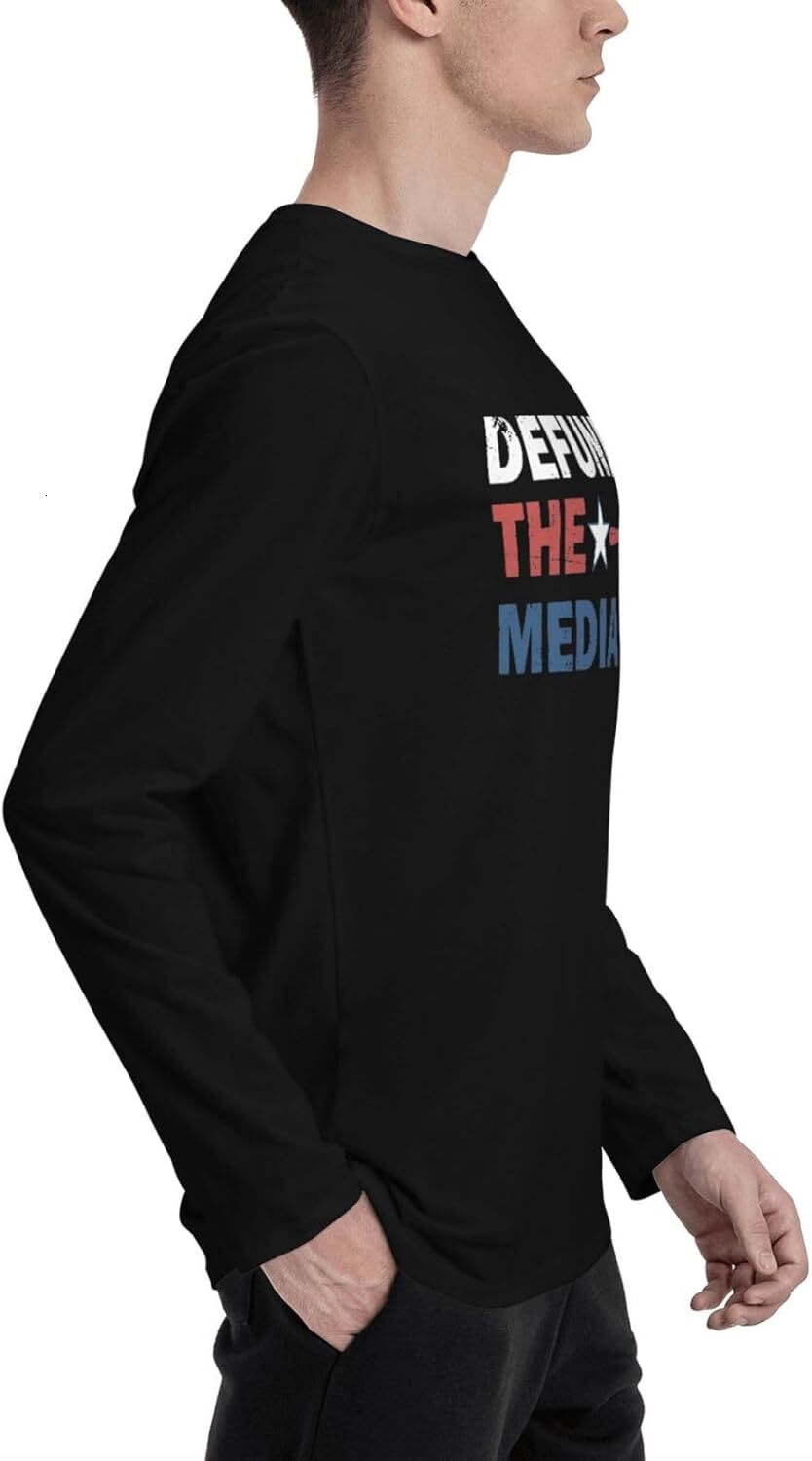 Defund The Media Store 9 Men's Long Sleeve T-shirt 100% Cotton Tee