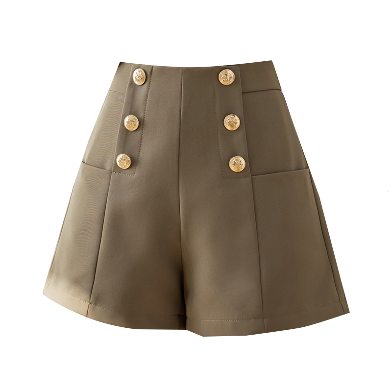 2026 New Fashion Double breasted High Waist Women Summer Wide Leg Shorts Office Lady Solid Casual Female Bottoms