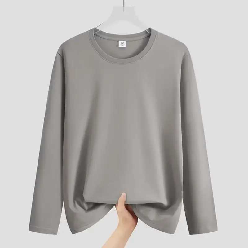 Mens Simple Long Sleeve T-shirt Loose-fit For Spring Autumn Trendy Winter Top Inner Wear Base Layer TopX240919