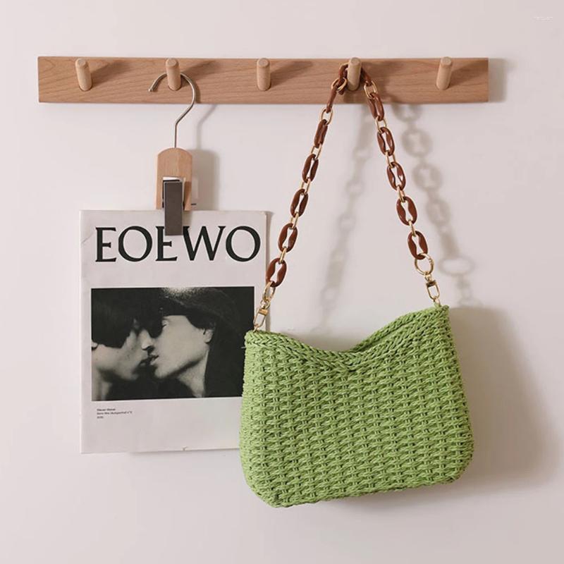 2025 NEW Drawstring Women Chain Classics Straw Casual Woven Crossbody Handbag Female Clutch zhanyishengli