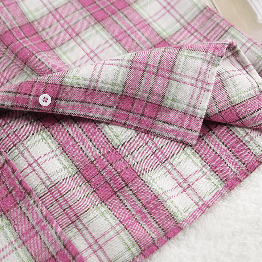 2024 autumn/winter plaid loose sleepwear, long sleeved pants, fashionable casual women's home wear for outerwear