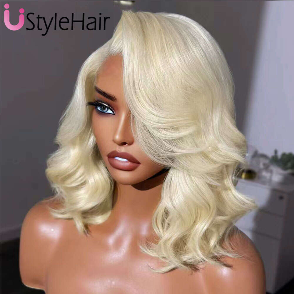 Ustylehair 613 Blonde Bob Lace Short Wave Side Part Front Wig Heat Resistant Synthetic Hair Daily