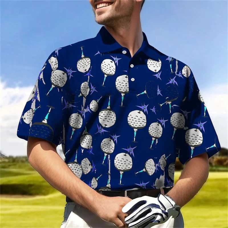 New Golf Harajuku Polo Collar Short sleeved Sweatshirt Mens Polo Shirt Summer Comfortable and Breathable Casual Street ClothingX240920
