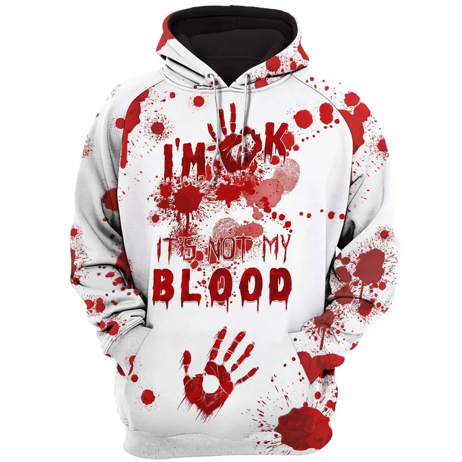 Halloween Im Fine Hoodie Horror Bloody 3D Print Men Women Casual Hoodies Oversized Pullover Hooded Sweatshirts Kid Top Clothing Y240920
