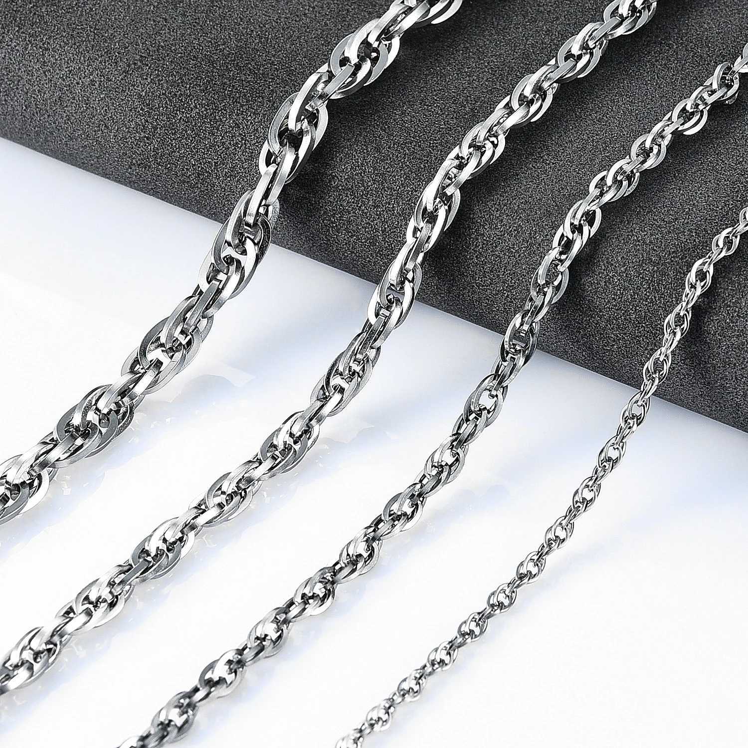 2/3/4/5MM Stainless Steel Link Cable Chain Men Women Silver Color Necklace High Quality Waterproof Jewelry AccessoriesX240919