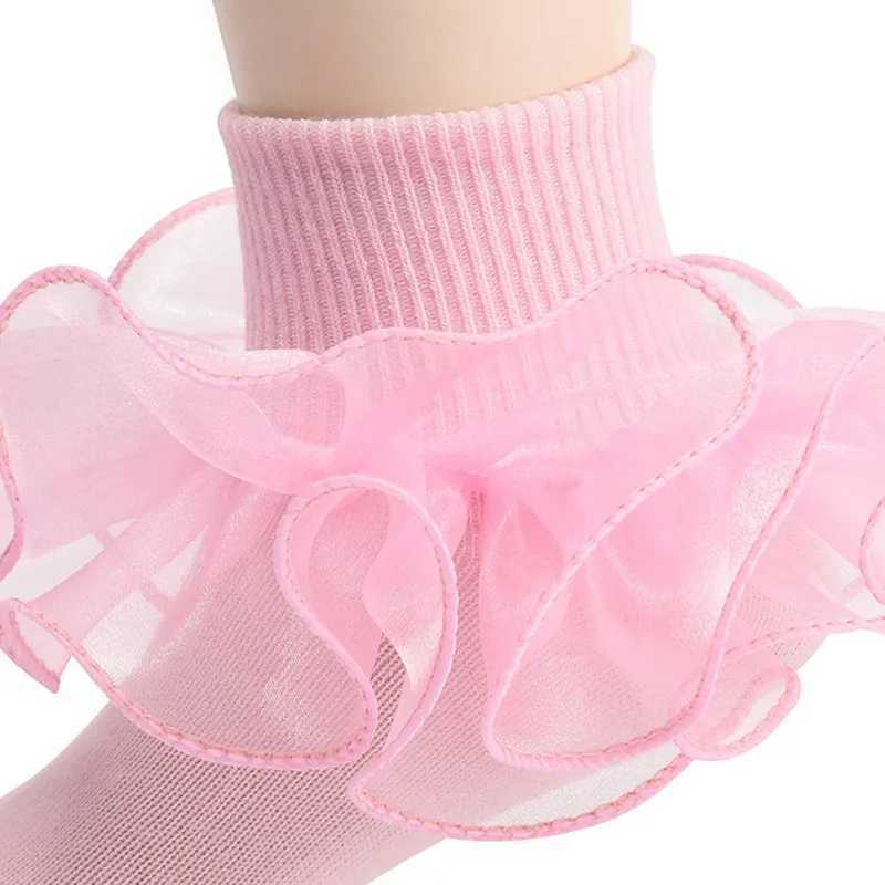 Kids Socks Toddler Baby Girls Ruffle Socks Soft Double Lace Frilly Princess Ankle Kids Socks Baby Items Accessories Baby Stuff Things Q240920