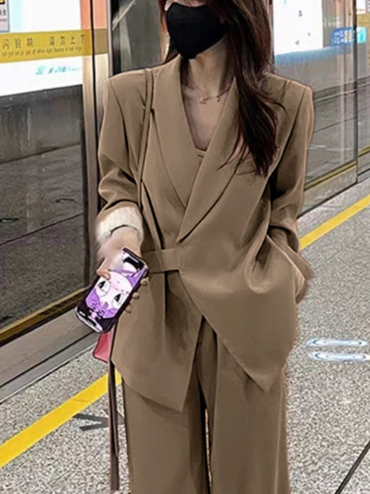 Korean Suit Set Women Version Temperament Professional Loose Relaxed British Style Two Piece Woman Clother 240919