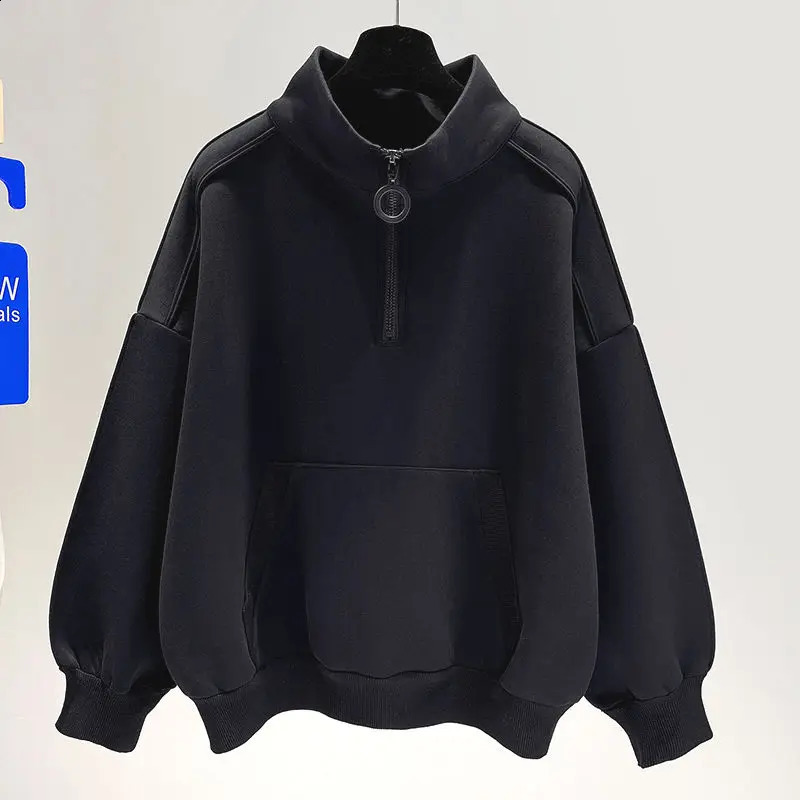 Retro thin zipper patch work hoodie Spring and Autumn style long sleeved pocket Korean pullout top fashion trend womens clothing 240918