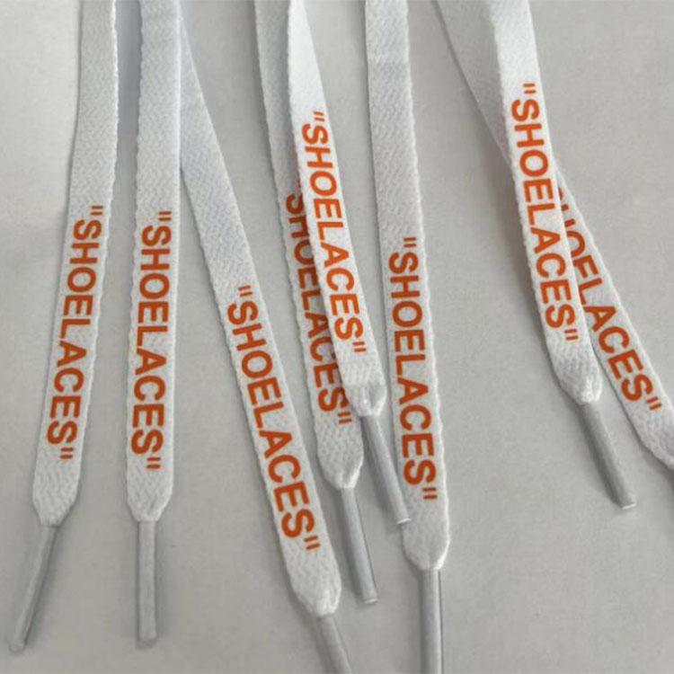 fashion shoe accessories wide 8mm double sides printed "SHOELACES"black white shoelace for sport shoe Canvas shoes