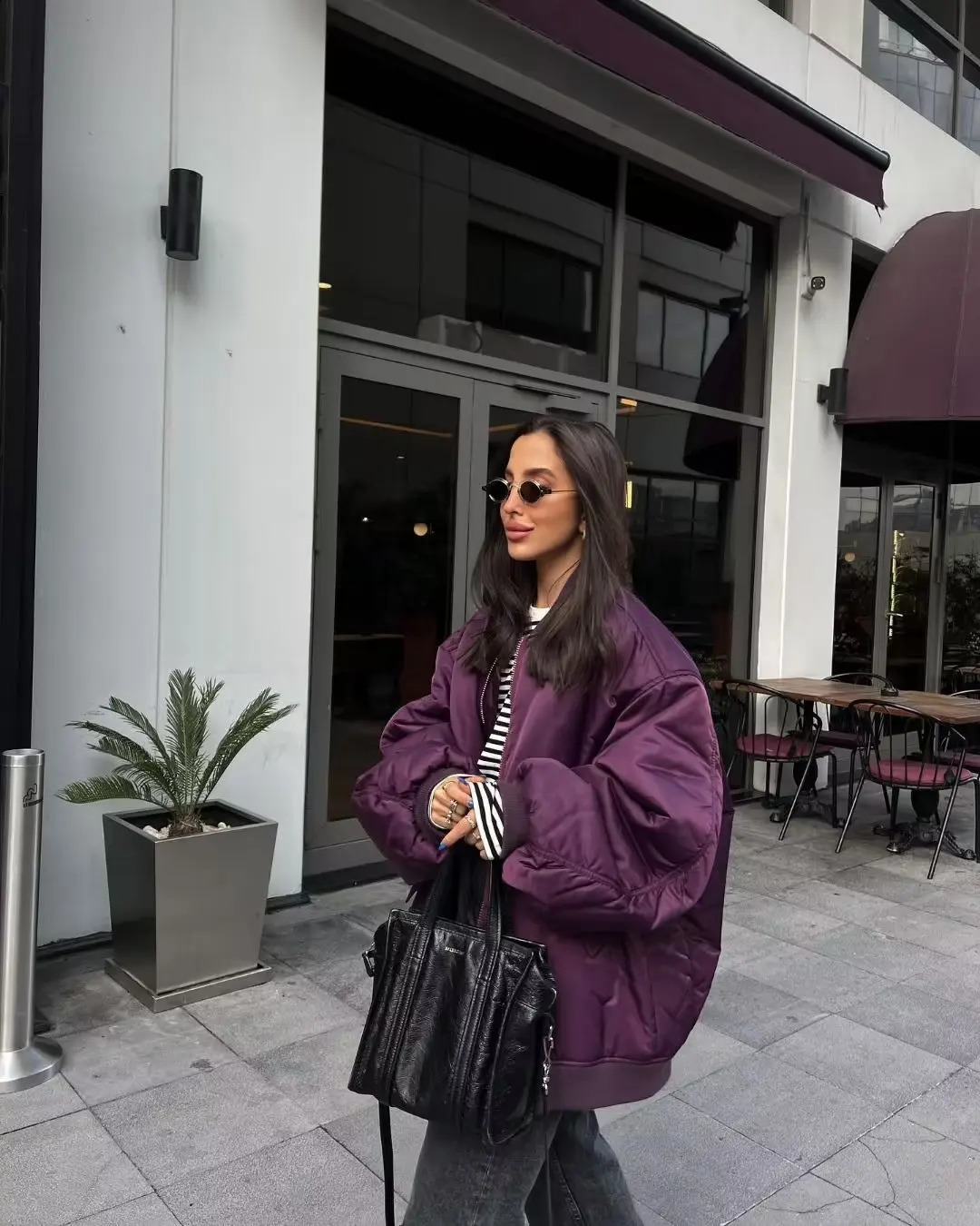 Y2K TRAF Oversized Bomber Jackets for Women 2024 Loose Jacket Coat Lady Chic Stand Collar with Pockets Streetwear Outerwear 240920