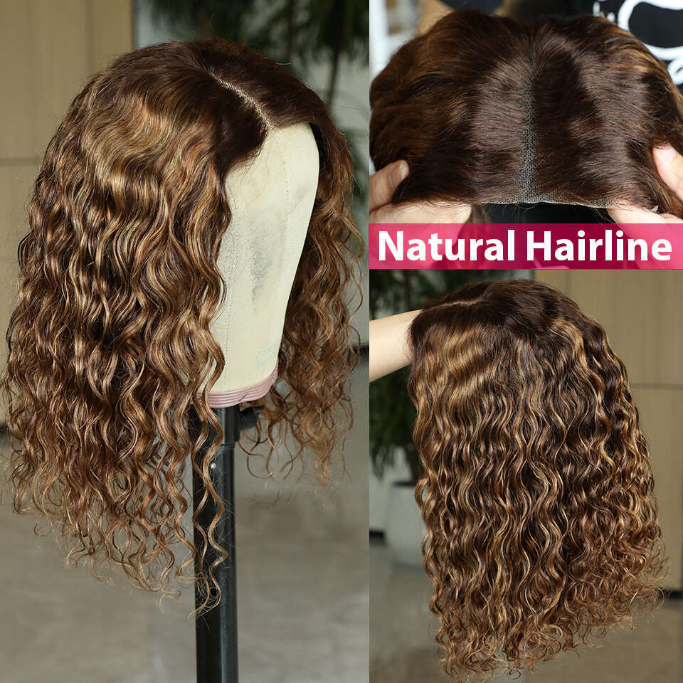 P4/30 Water Wave Bob Ready To Wear 5x5 HD Lace Closure Preplucked Curly Glueless Human Hair Wig