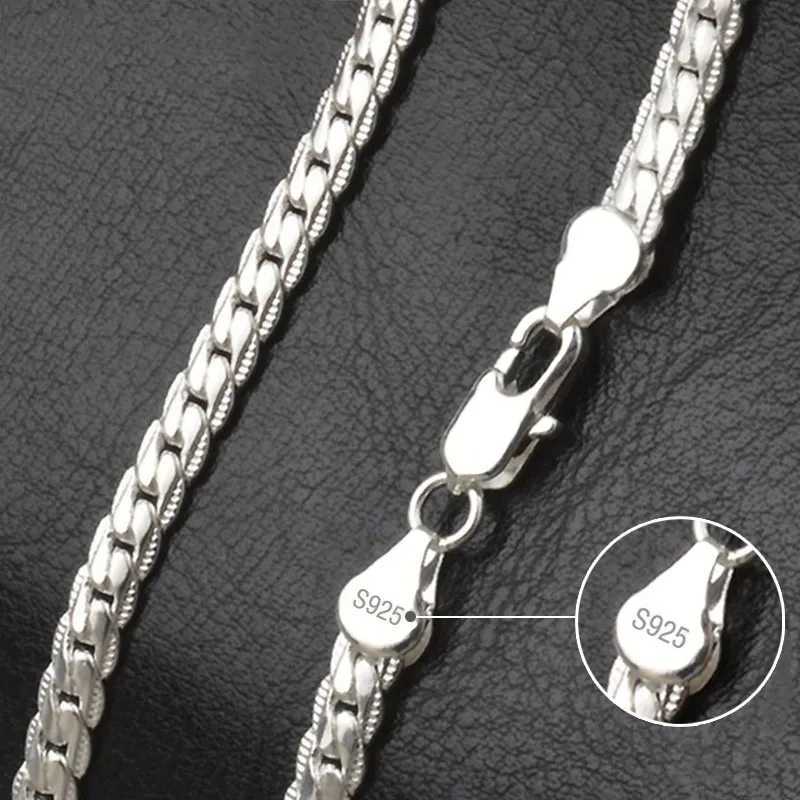 KCRLP 925 Sterling Silver 6mm Side Chain 8/18/20/22/24 Inch Necklace For Woman Men Fashion Wedding Engagement Jewelry GiftX240919