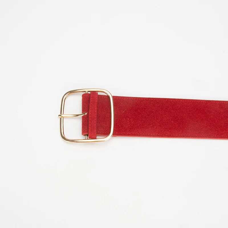 Retro wide waistband for women with simple and versatile buttons paired with jeans tight straps and high-quality pin buckle leather straps W240920