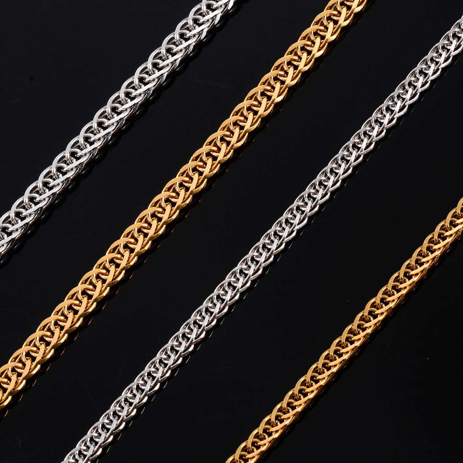 Hip hop 1.5mm/2.2mm/2.5mm/3.4mm Stainless Steel Weave Cuban Link Chain Necklace for Men Women Silver/Gold color 14 to 30 InchesX240919