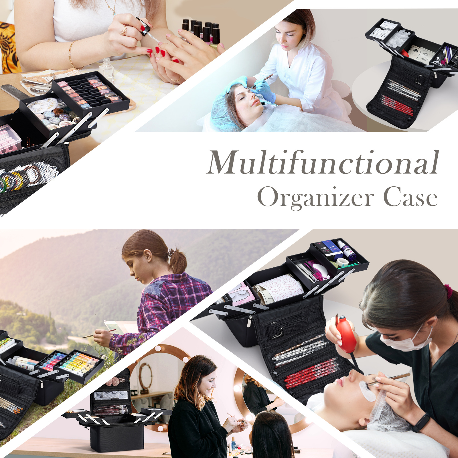 Soft Box, Large Makeup Organizer Case, Professional Nail Train Bag Carrying Case Artist Travel Cosmetic Storage Handbag