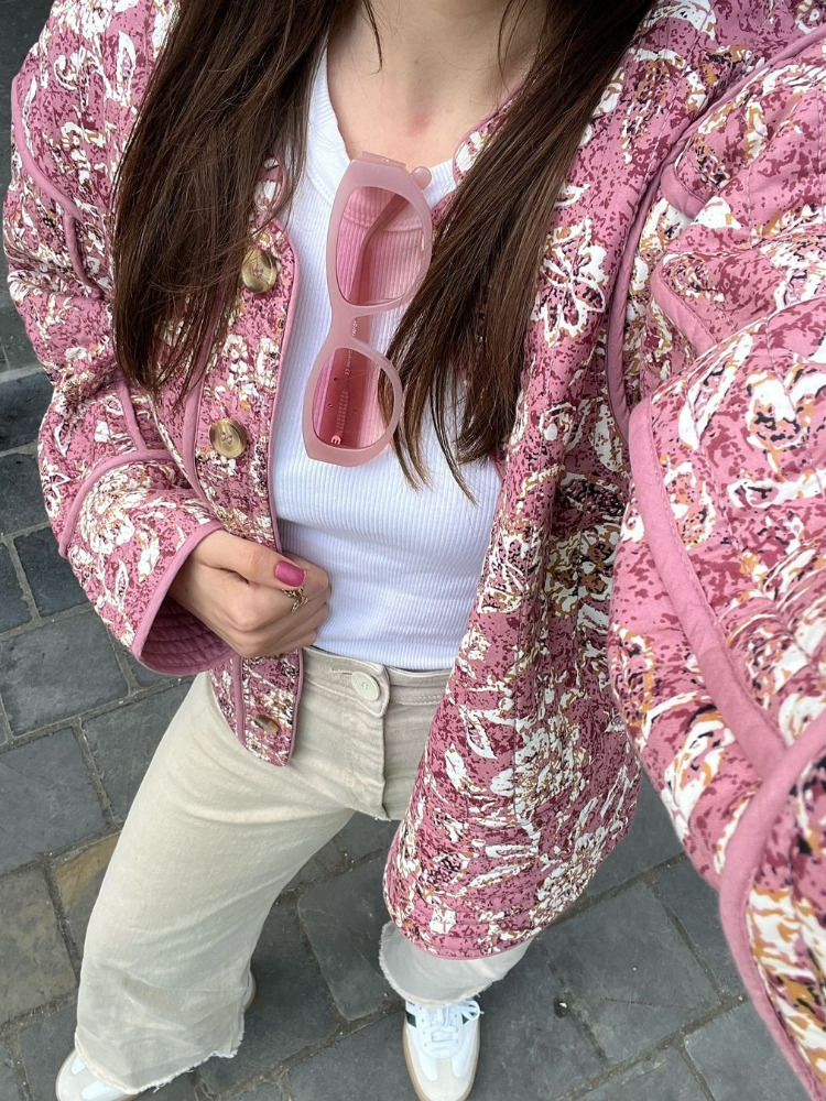 Fall Winter New ral Print Women Quilted Jacket Thickened Stand-up Collar Warm Cotton Coat Fashionable Female Street Outerwear