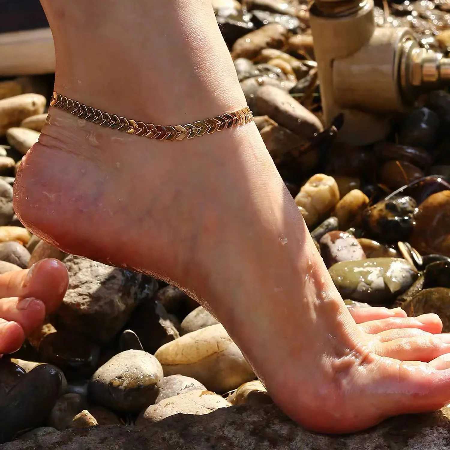 Summer Fashion Leaf Chain Anklet for Women Girls Beach Sexy Leg Barefoot Sandals Foot Anklets Bracelet Accessorie Jewelry Gift Y240920