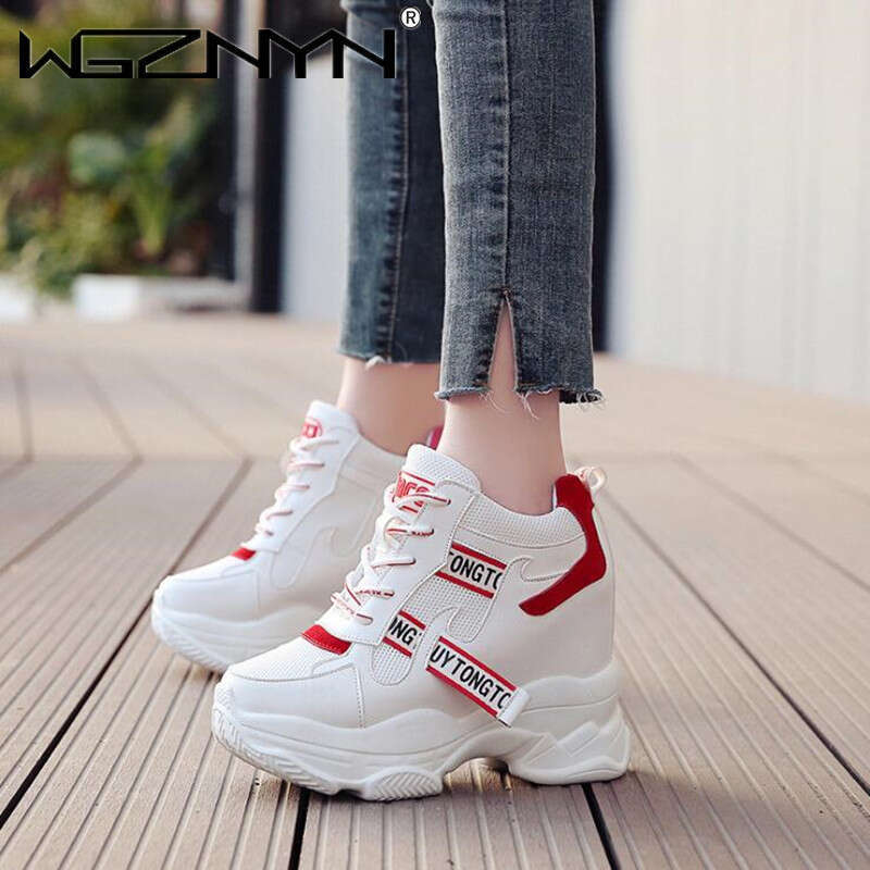 Brand White Trendy High Top Sneakers Women Platform Ankle Boots Basket Femme Chaussures Femmes Height Increase Shoes