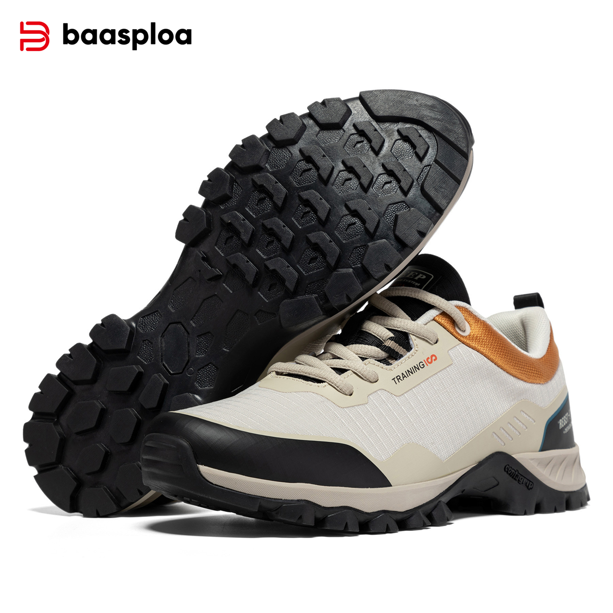 Baasploa Men Hiking Shoes Outdoor Resistant Non Slip Sneakers Male Casual Lace-Up Lightweight Waterproof Shoes
