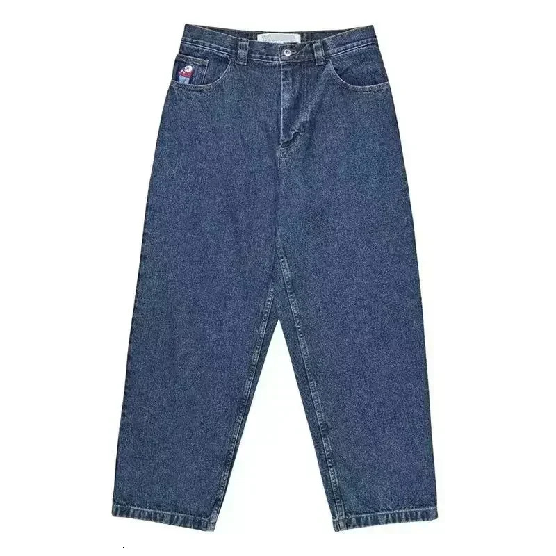 Polar Big Boy Baggy Jeans Y2K Japanese Gothic Hip Hop Cartoon Embroidery Vintage Blue Jean Men Women High Waist Wide Leg Trouser
