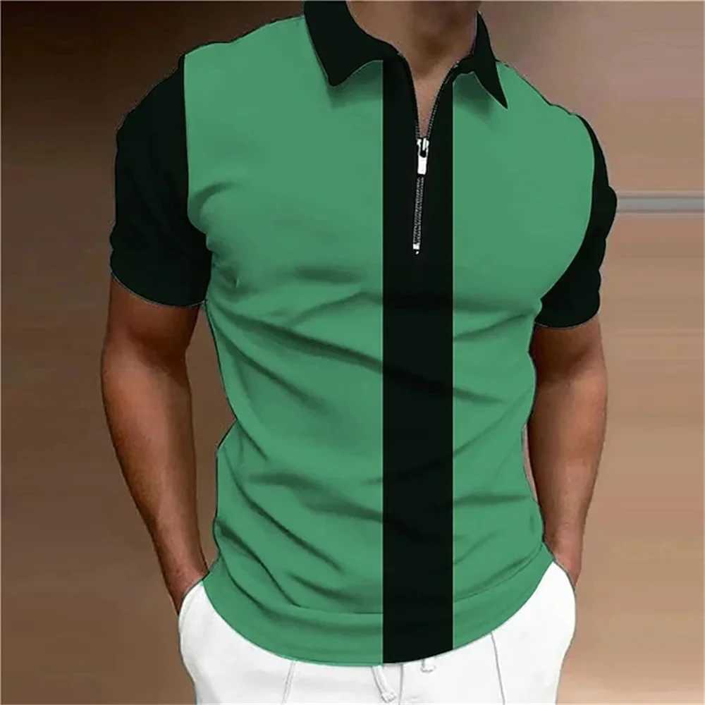 Men Short Sleeve Turn-down Collar Top Letter Printing Button Striped Polo Tees New Summer T Shirts for Fashion Pullover TopsX240920