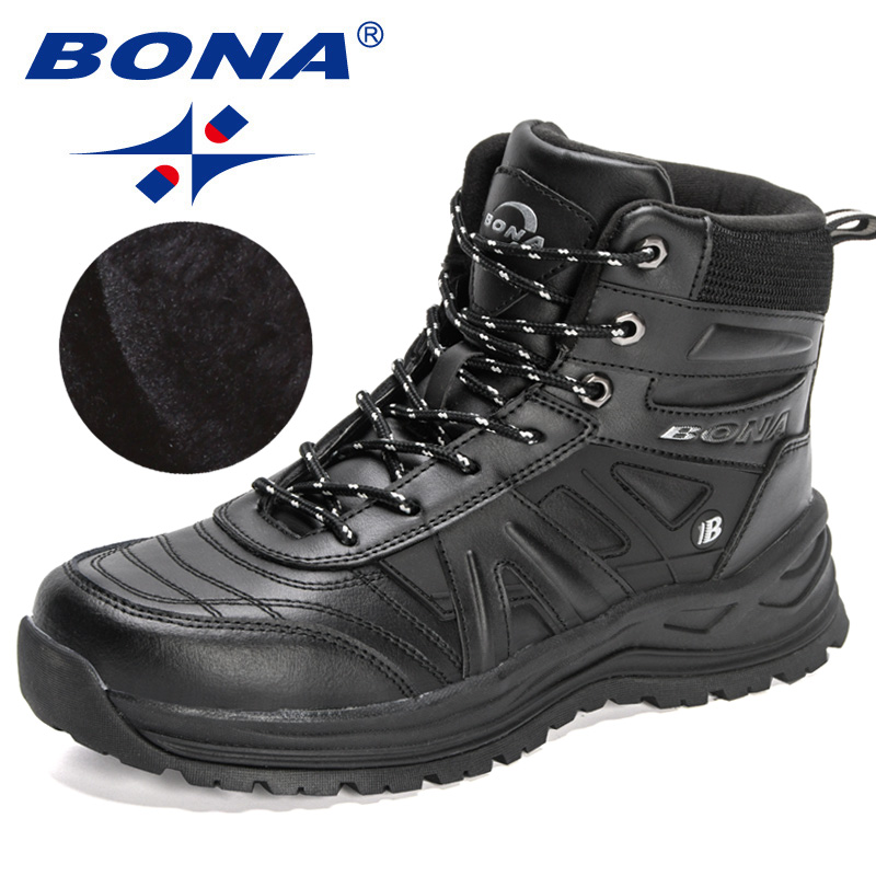 2023 BONA New New Designers Winter Plush Hiking Shoes Men Outdoor Mountain Snow Boots Man Anti-collision Sneakers Keep Warm Footwear 3971