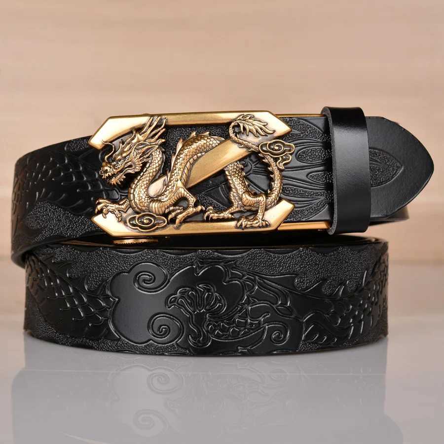 High quality mens dragon design alloy deduction style belt fashionable embossed cow belt jeans and casual pants accessories W240920