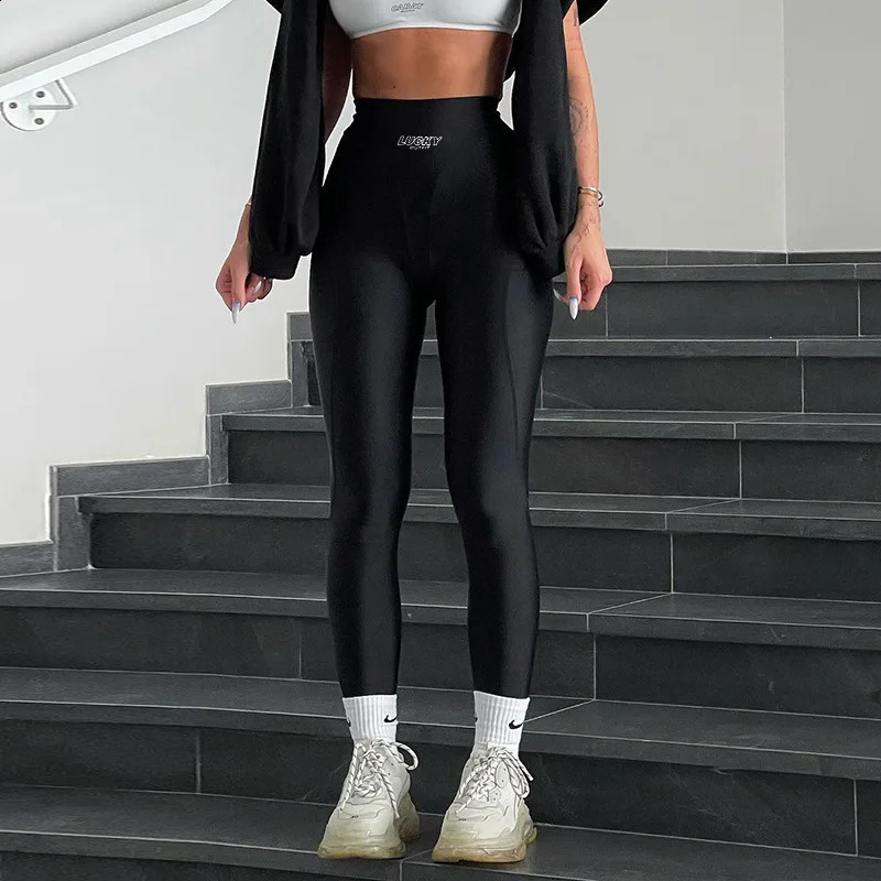 Sports womens letter printed ultra-thin long legs high waist tight long legs elastic tight long legs 240905