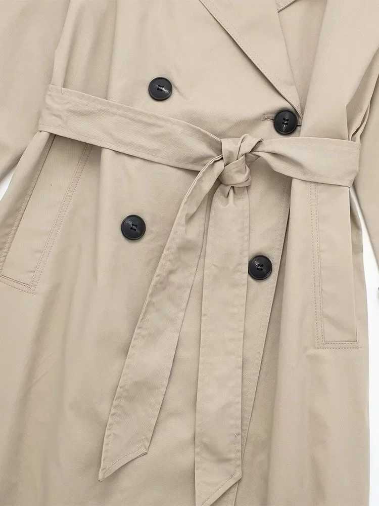 Willshela Women Fashion With Belt Solid Double Breasted Trench Vintage Lapel Neck Long Sleeves Female Chic Lady OutfitsX240921