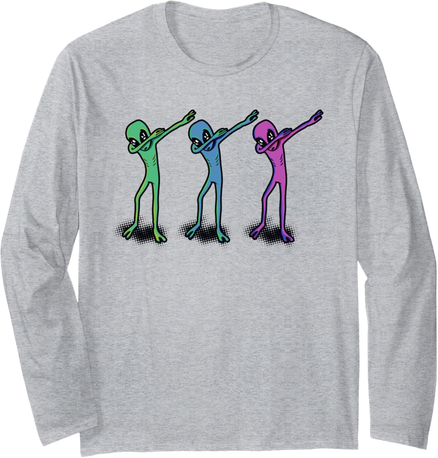 Long Sleeve Shirts for Men sweatshirt Allien Team Dab Funny Extraterrestrial Gift for Geek Long Sleeve Tee Streetwear Casual tops clothes fashion