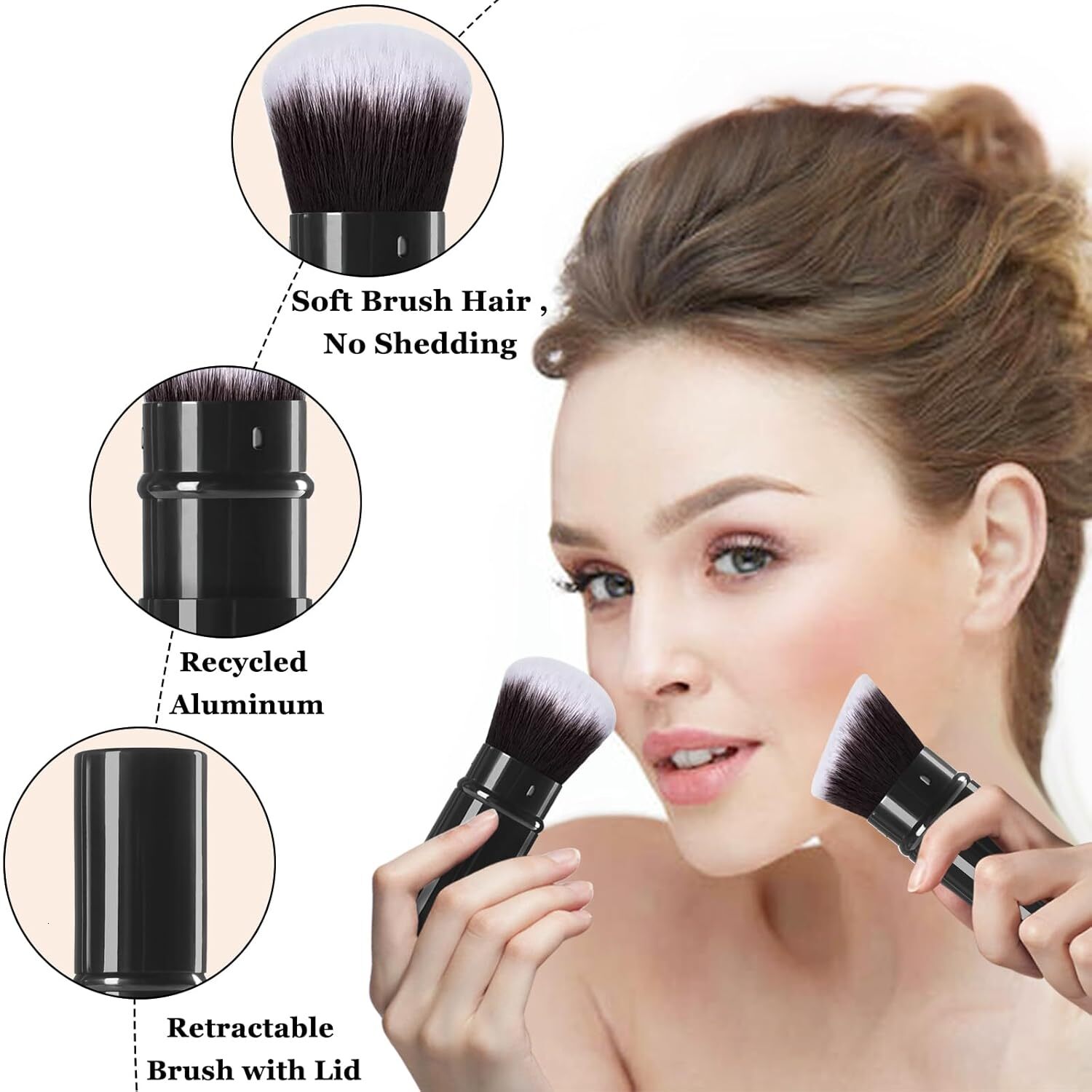 retractable spray gun kabuki brush suitable for all facial makeup and liquid foundation suitable for liquid face cream and foundation makeup aluminum 