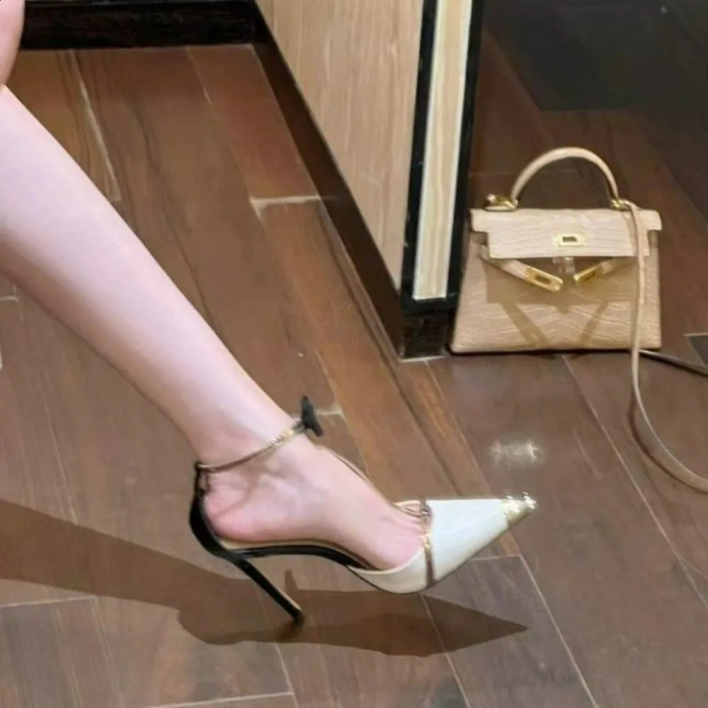 Fashion 2024 High Heels Womens Pump Sandals Summer Sexy Strap High Heels Elegant Dot Toe Transparent Party Wedding Shoes 240919