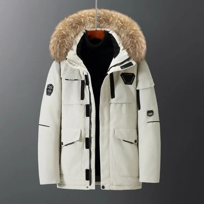 Winter Men Hooded Fur Collar Duck Down Coats High Quality Male Casual Warm Down Jackets Windproof Waterproof Winter Coats 4X 240909