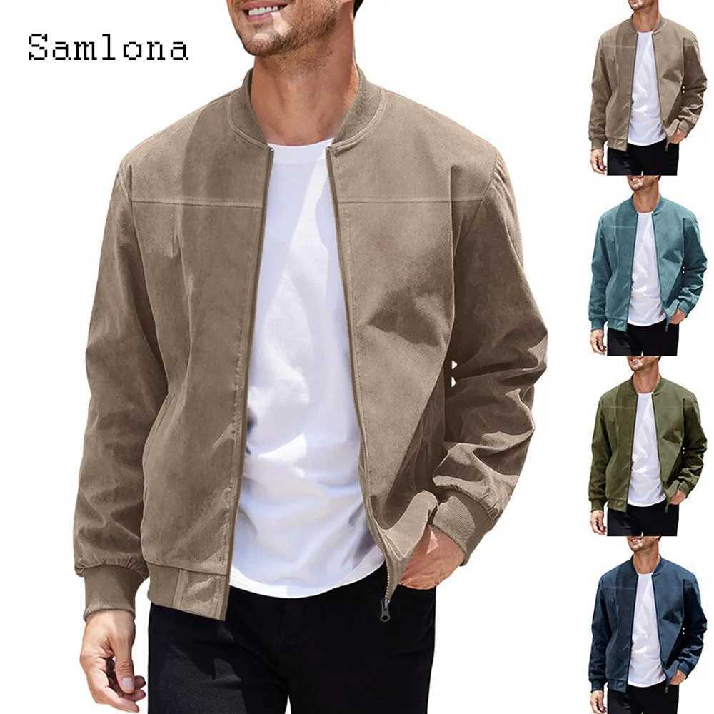 Mens Fashion Suede Jackets America and Europe Style Casual Pilot Jacket Mandarin Collar Zipper Coats Soft Basic Outerwear M240921