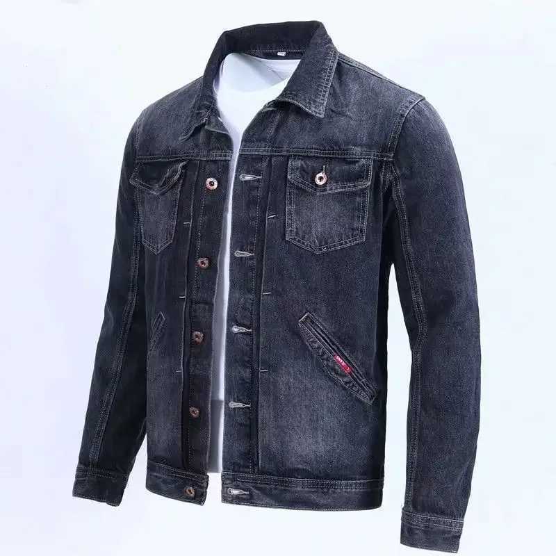 Mens Jean Coats button wide shoulder mens denim jacket light blue Korean fashion popular fabric low-cost G W241011