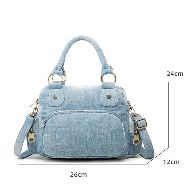 Annmouler ner womens cross body bag highquality denim shoulder multi pocket small handbag adjustable 240919
