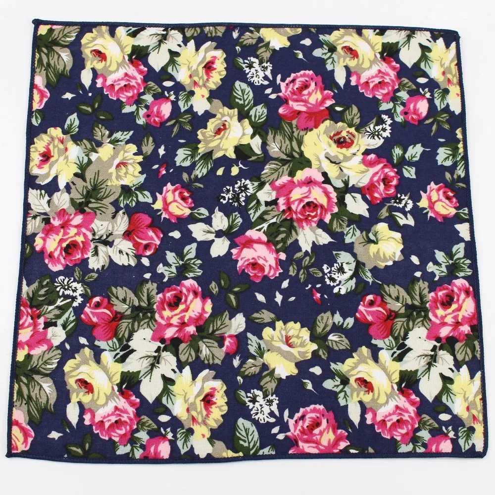 Floral Handkerchief Scarves Vintage Cotton Hankies Mens Pocket Square Handkerchiefs Rose Flower PaisleyX240921