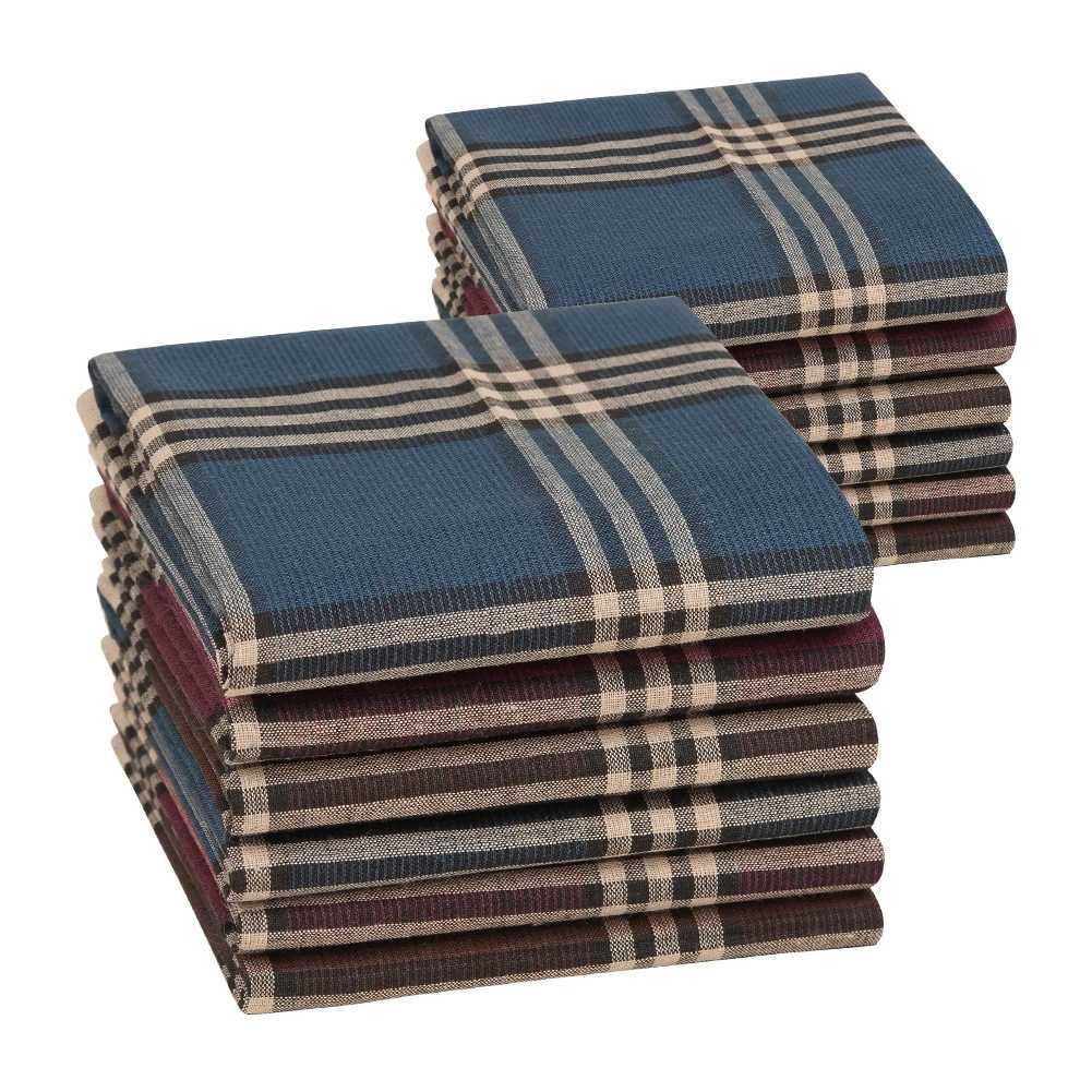6/12 mens handle made of pure cotton square weave mixed with three colors classic retro business plaid dark multi-color gentlemans pocket W240921