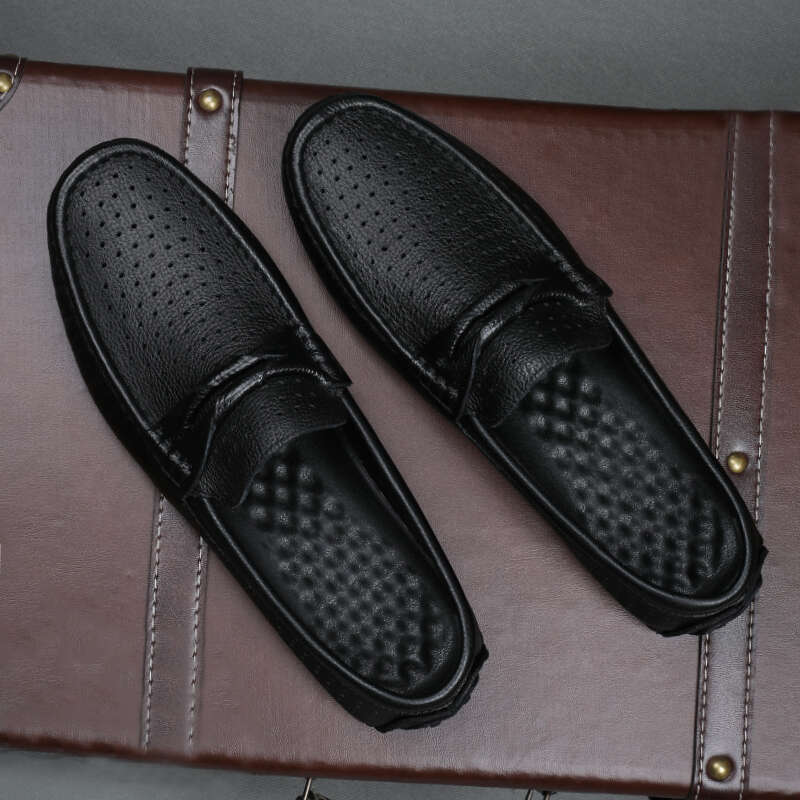 Top Quality Genuine Leather Loafers Men Brand Rubber Casual Mens Slip on Breathable Summer Flats Driving Shoes Man