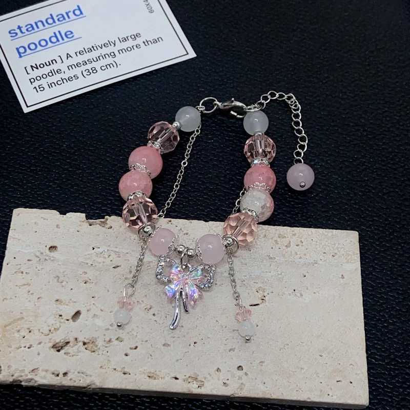 Pink Phoenix Flowers Branches Version Bow Butterfly Pendant Beaded Bracelet Sweet Cool Bracelet For Women Aesthetic Trendy HandX240921