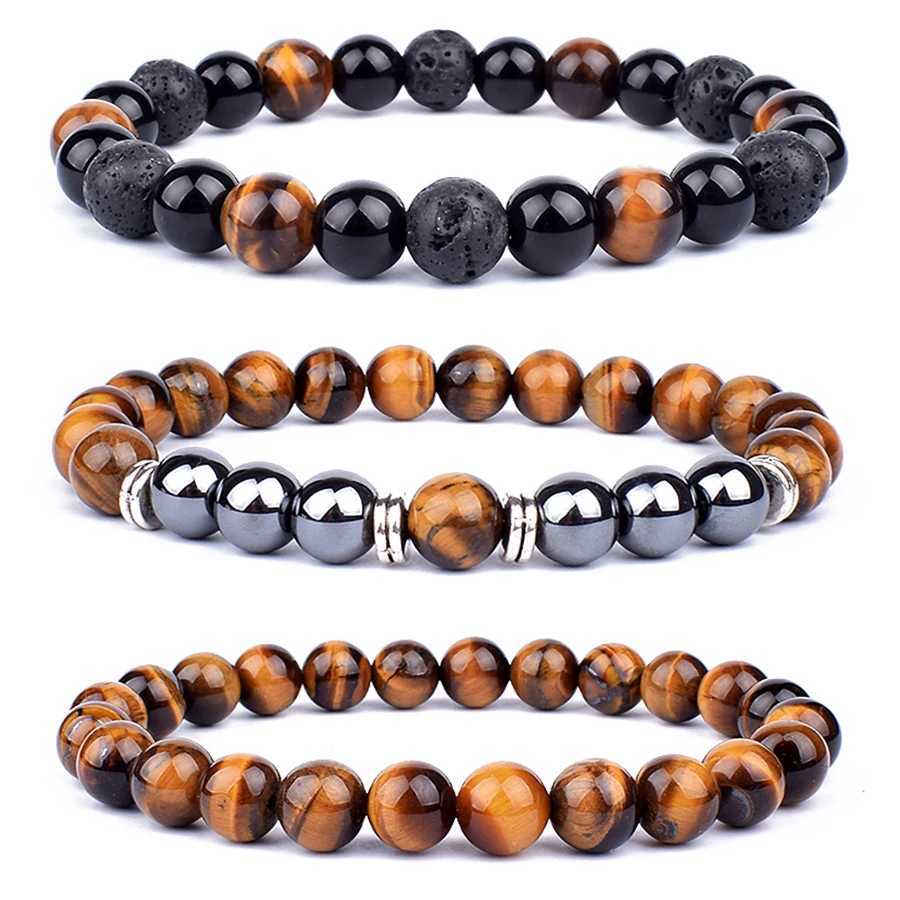 Natural Tiger Eye Beads Bracelet Hematite Stone Beaded Yoga Energy Bracelet for Women Men Charm Jewelry Gifts Pulsera de hombreX240921