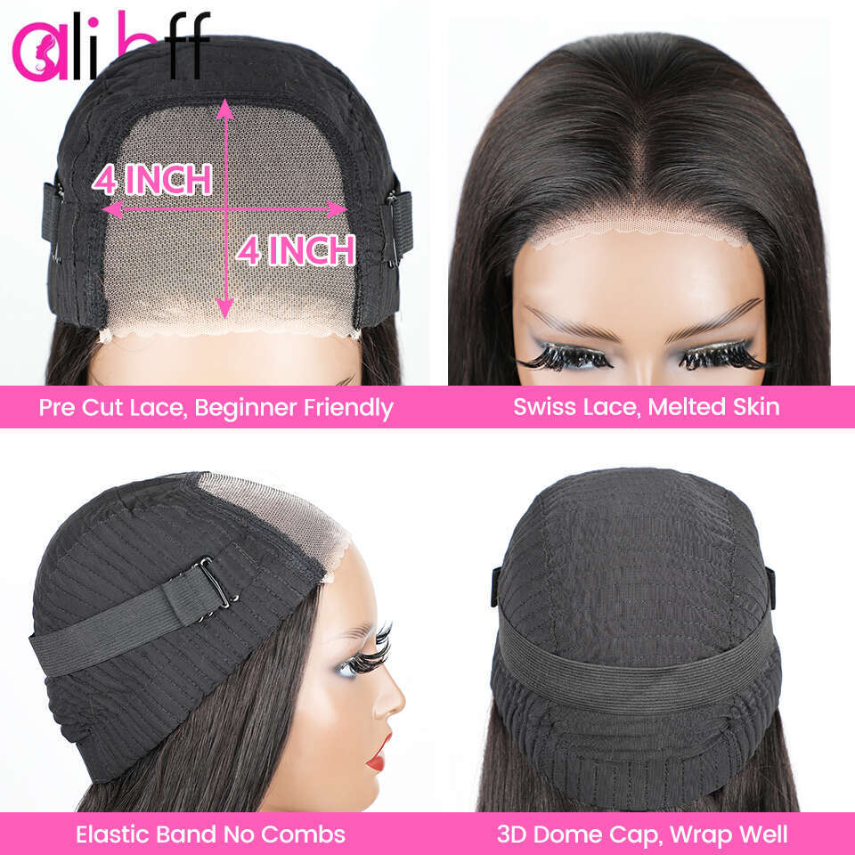 ALI BFF Go Glueless Human Hair PreBleached Knots Ready To Wear Curly Preplucked Wigs For Women Precut HD Lace Front Wig