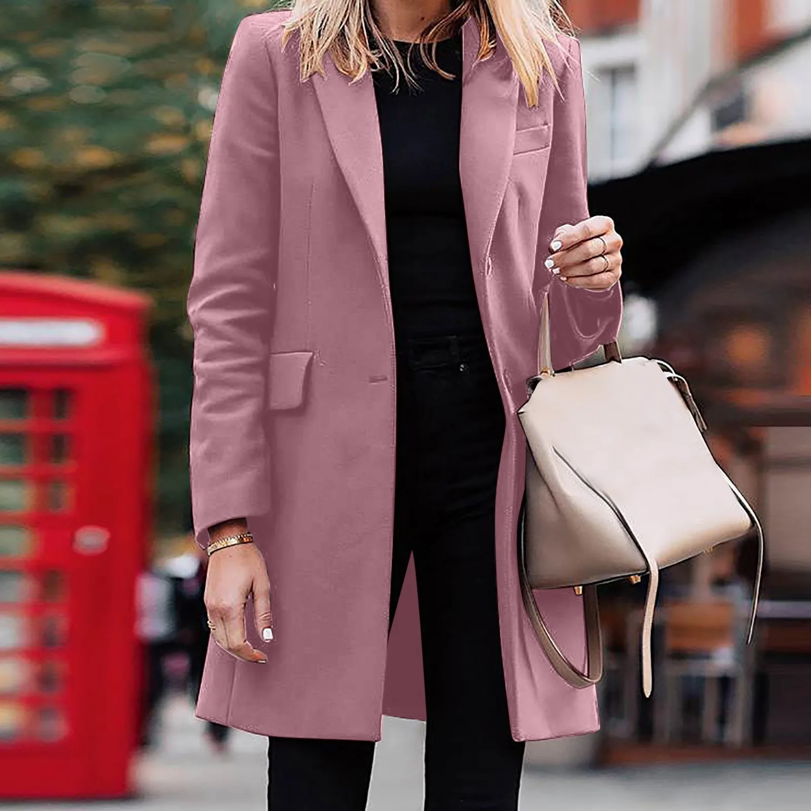 Autumn Winter Trench Coat for Women Suit Coat Single-breasted Long Blazer Jacket Women Coat Formal Suit Women Jacket For Women 240920