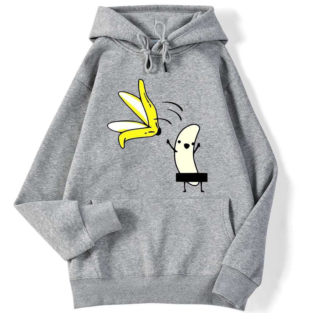 Street ladies hoodies lets take off banana peels fun prints comfortable and warm sportswear cute streetwear for women W240921