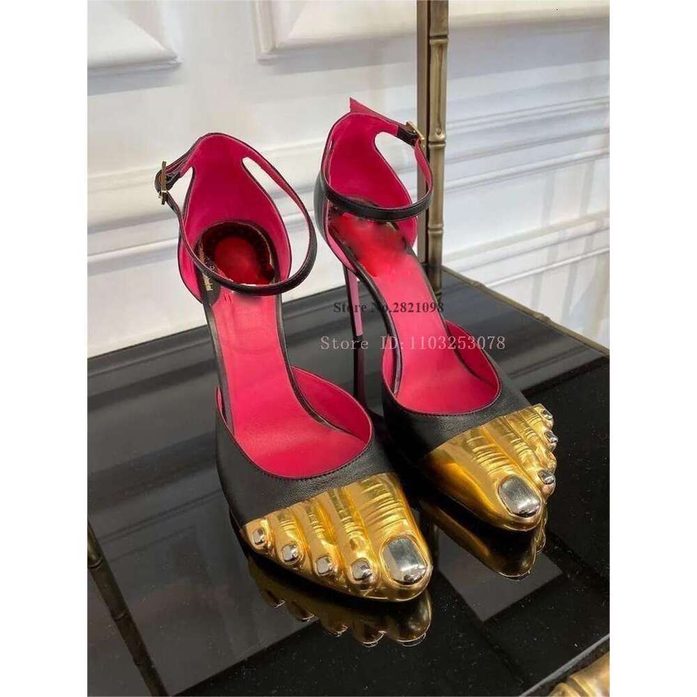 Gold Toes Strappy Removable Satin Bow Stiletto High Heel Sandals Women Thin Heeled Summer Party Dress Shoes